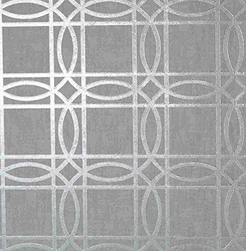 Arthouse 903203 Kiss Foil Geometric Wallpaper Grey Silver - 10.05m x 53cm