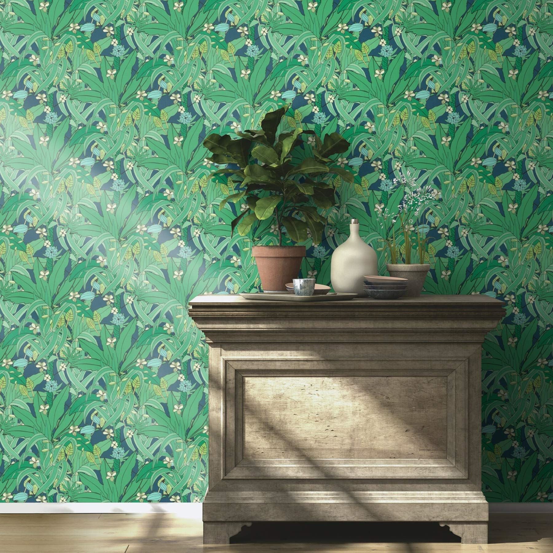 Rasch Tapeten Non Woven Wallpaper (Exotic) Blue 10,05 m x 0,53 m Club Botanique + Claas II 538922