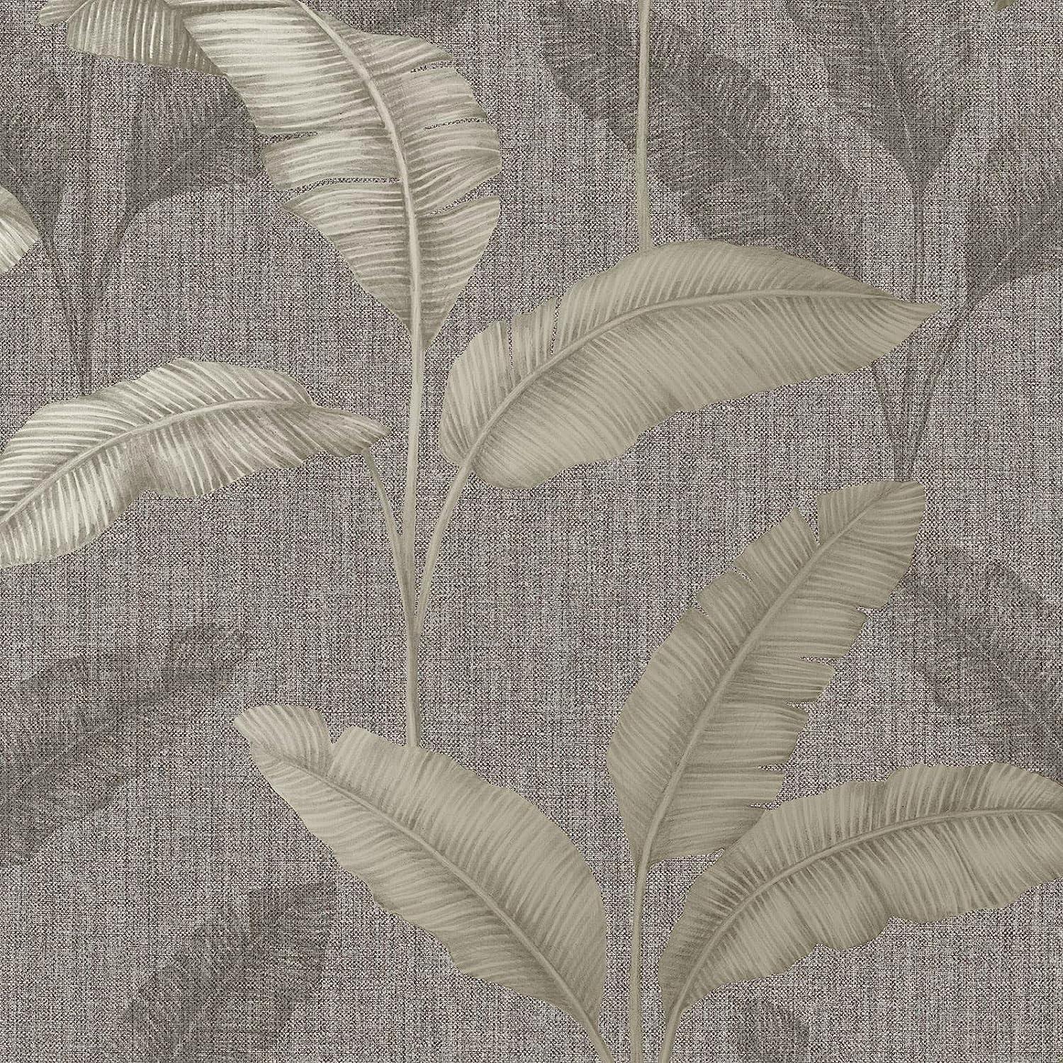 RASCH (U.K) Limited Amara Palm Wallpaper - Modern Wallpaper for Living Room, Bedroom, Fireplace - Decorative Luxury Tropical Wall Paper with Dusky Metallic Tone (Grey/Gold)