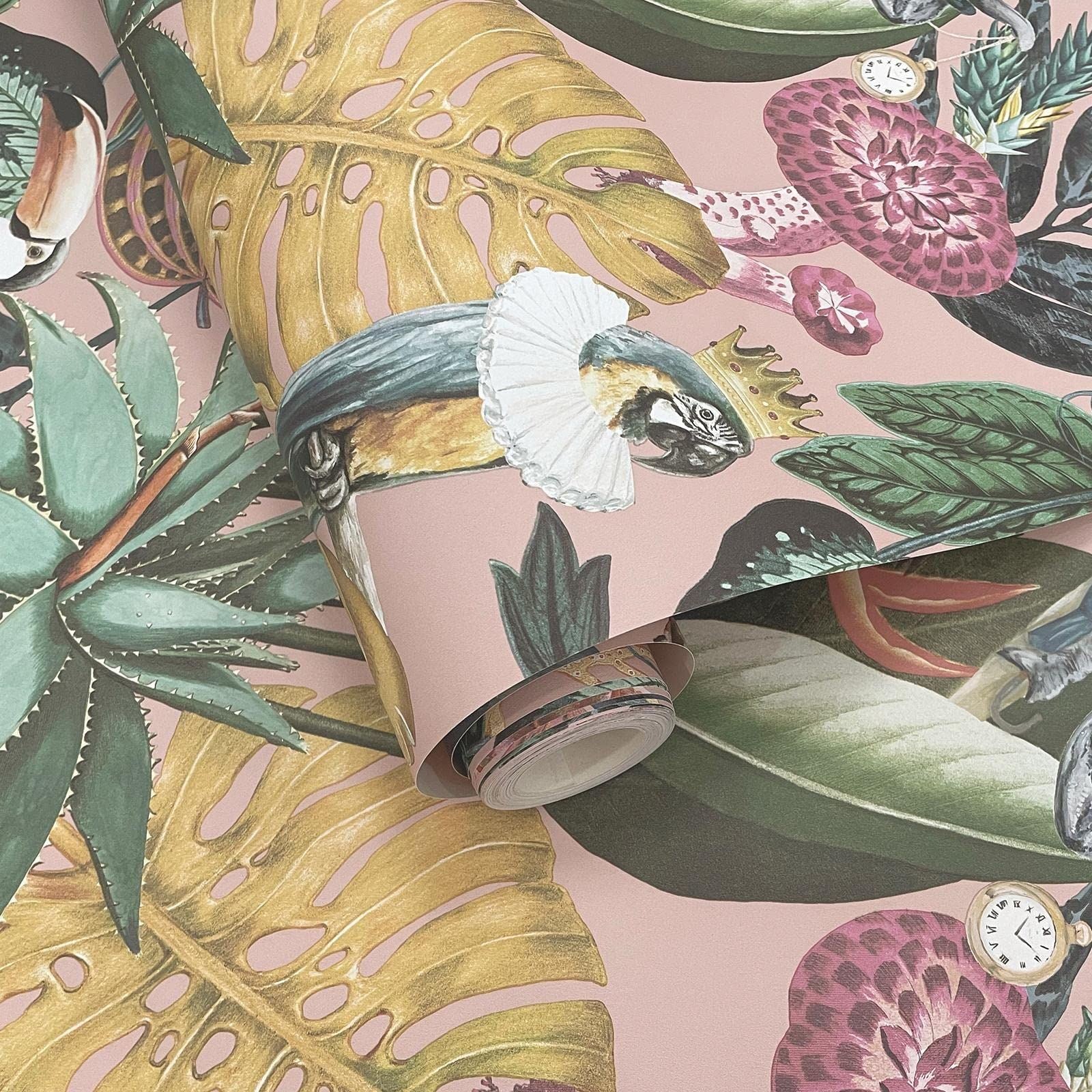 Holden Wonderland Wallpaper Tropical Exotic Animals Blush Pink/Multi 13400