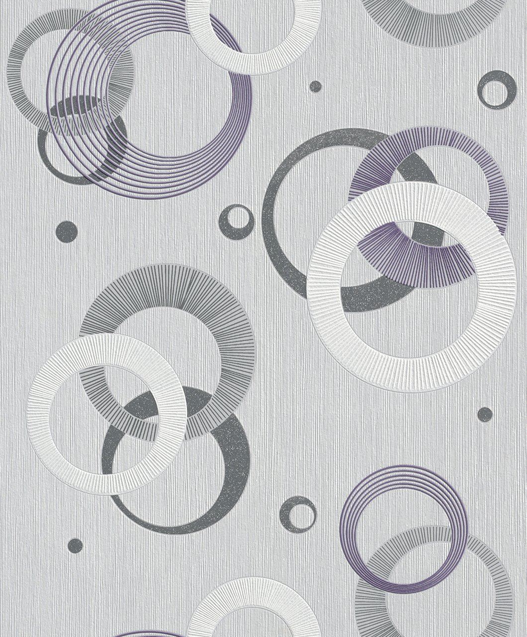 Rasch Plaisir 2015 Wallpaper Violet/Grey/Silver Non-Woven with Retro Sparkling Accents