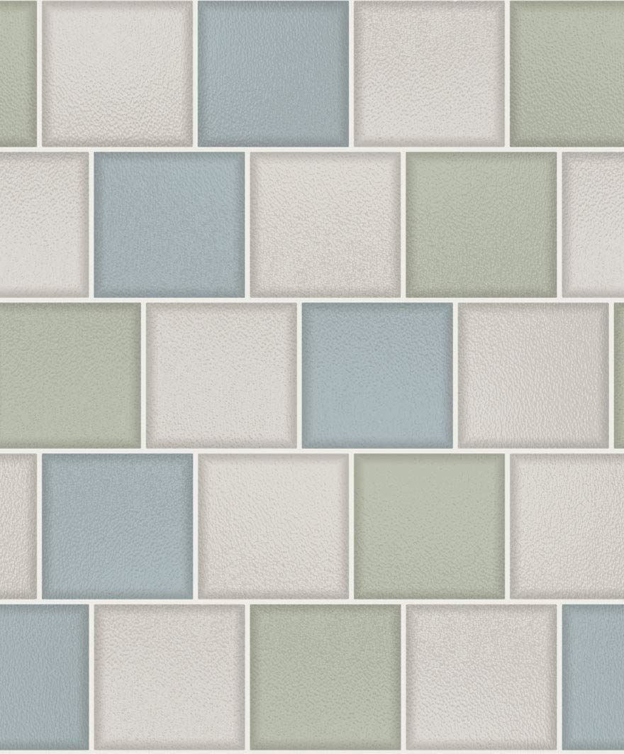 Glass Tile Blue Green Kitchen Bathroom Wallpaper 89352