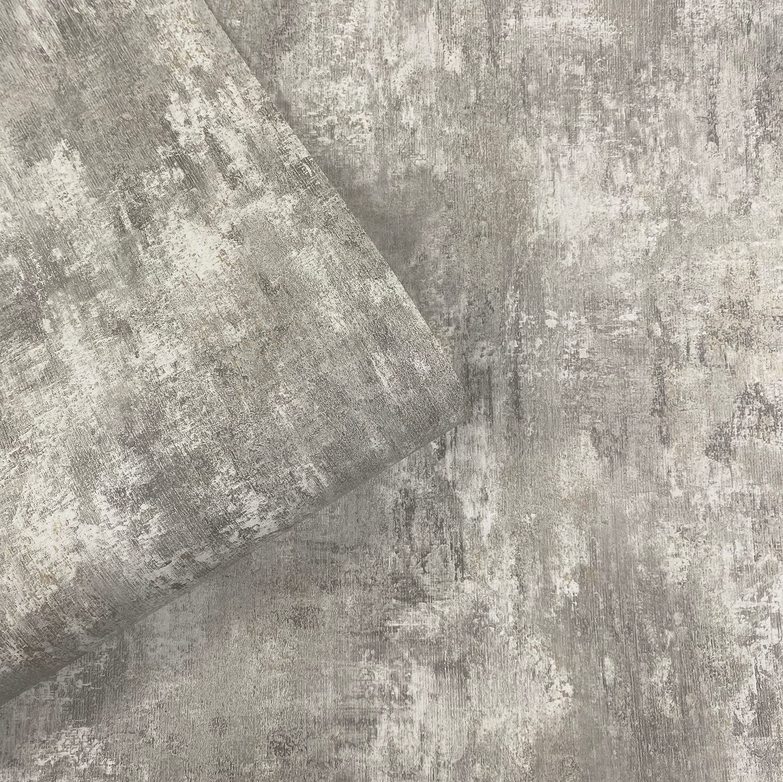 Muriva Cove Wallpaper - Modern Wallpaper for Living Room, Bedroom, Fireplace - Decorative Luxury Wall Paper with Distressed Pattern, Textured Finish & Metallic Detailing (Charcoal)