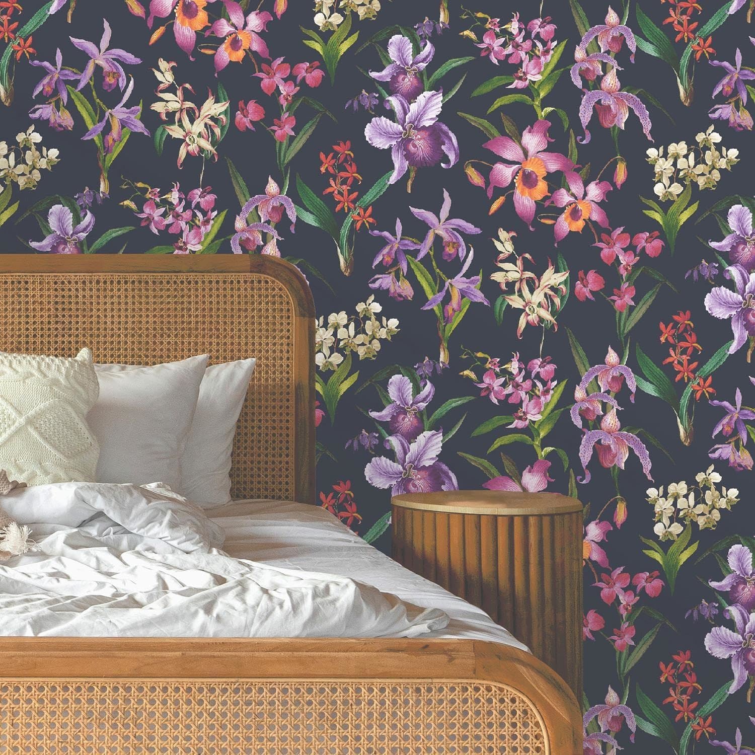 Rasch Maya Floral Pink / Navy Wallpaper - Modern Contemporary Feature Wall - All Rooms
