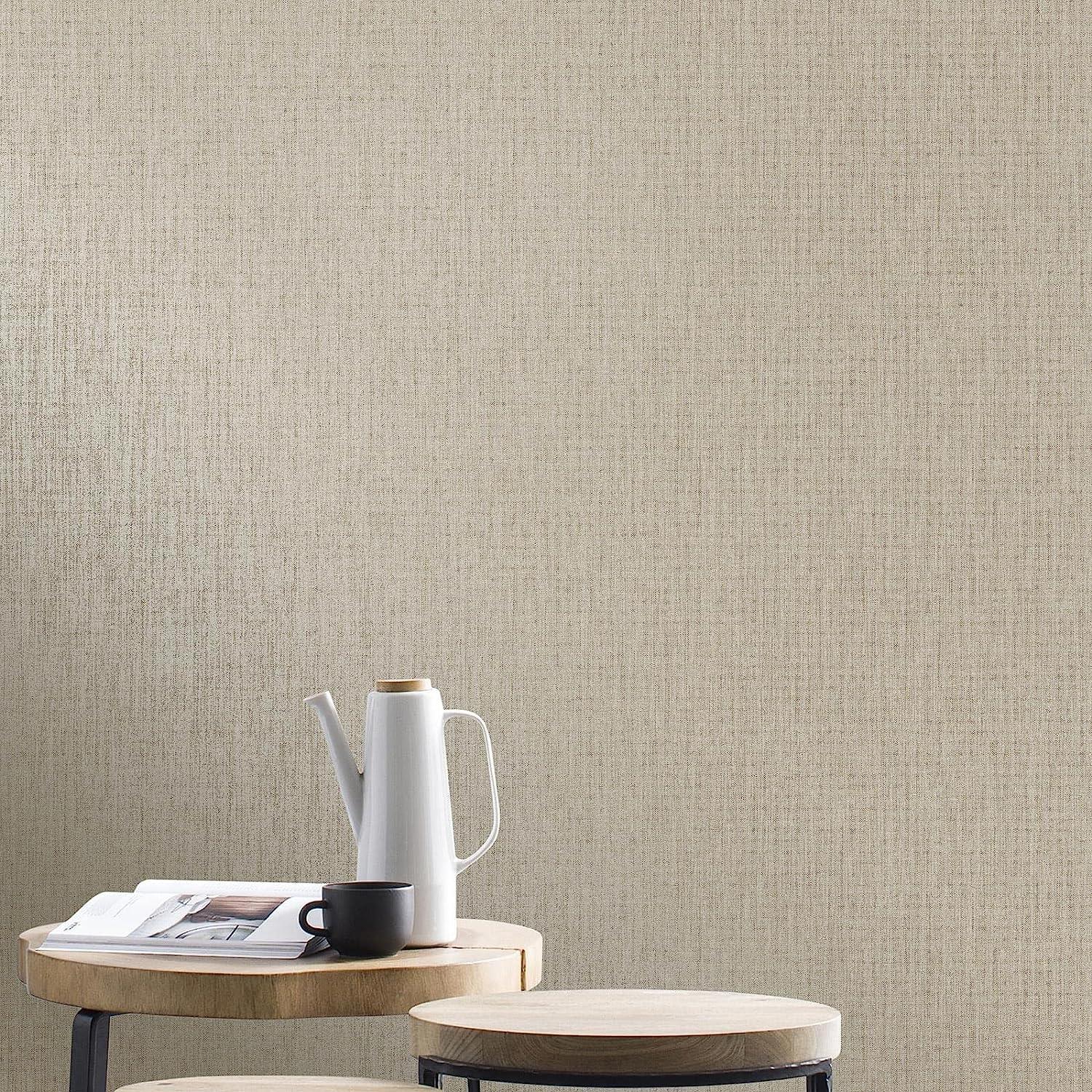 RASCH (U.K) Limited Amara Linen Wallpaper - Modern Wallpaper for Living Room, Bedroom, Fireplace - Decorative Luxury Wall Paper with Realistic Textile Thread Effect & Subtle Gold Glimmer (Beige)