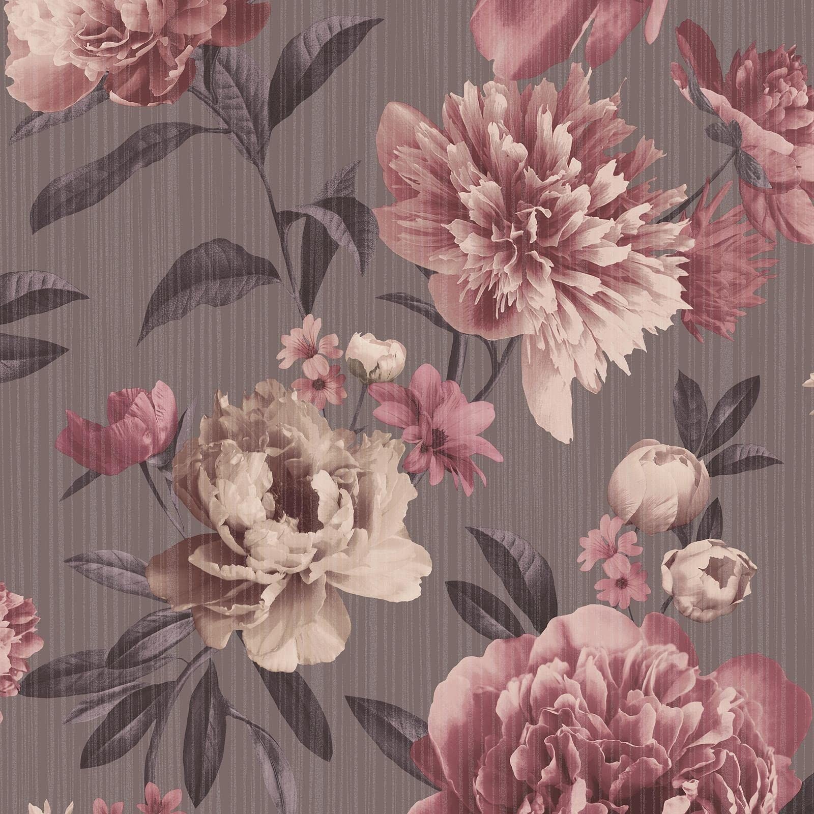 Valentina Big Bloom Wallpaper - Modern Wallpaper for Living Room, Bedroom, Fireplace - Decorative Luxury Floral Wall Paper with Blooming Flowers & Subtle Glimmers (Pink/Purple/Mauve)