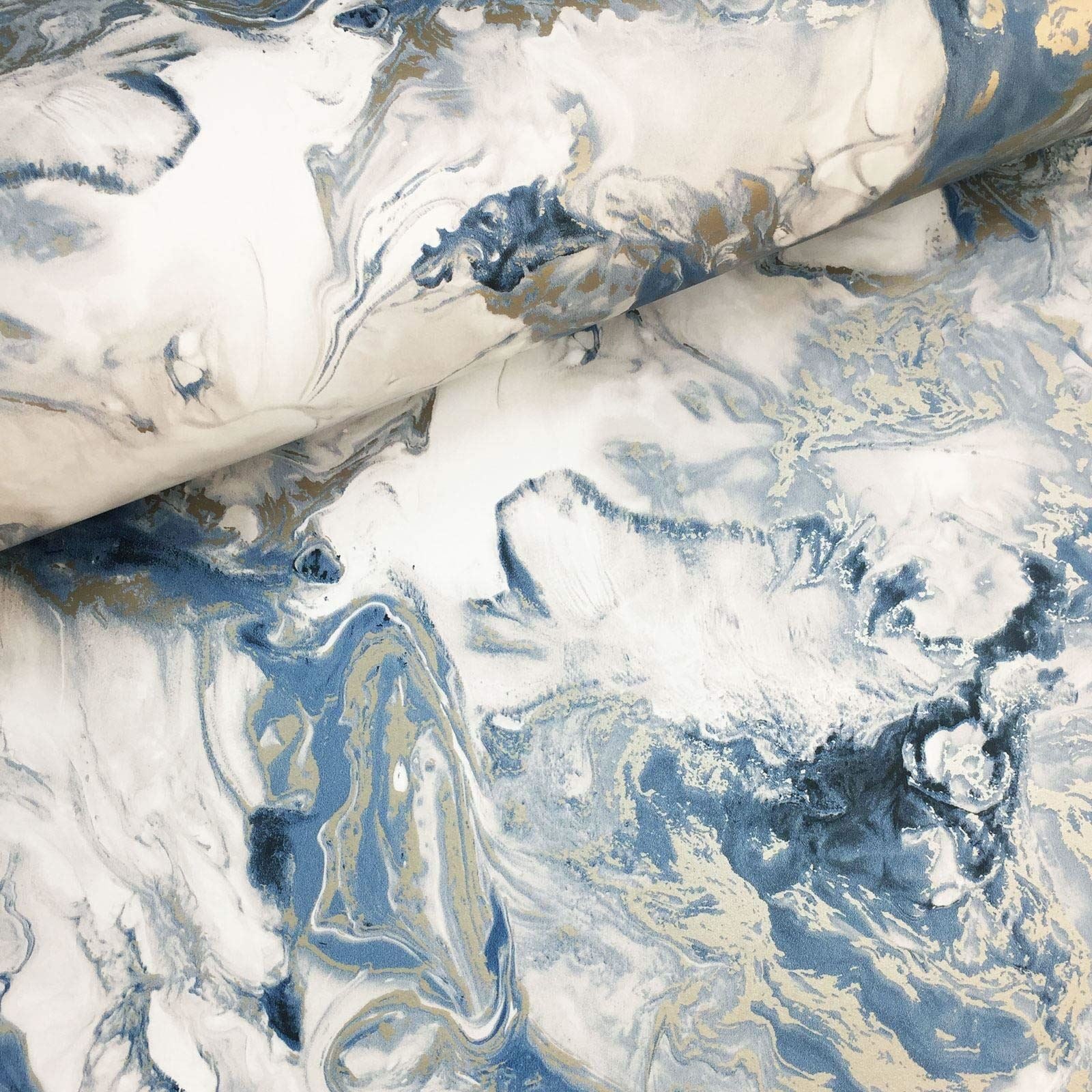 Muriva Elixir Marble Blue Wallpaper 166504 - Feature Metallic Marble Effect