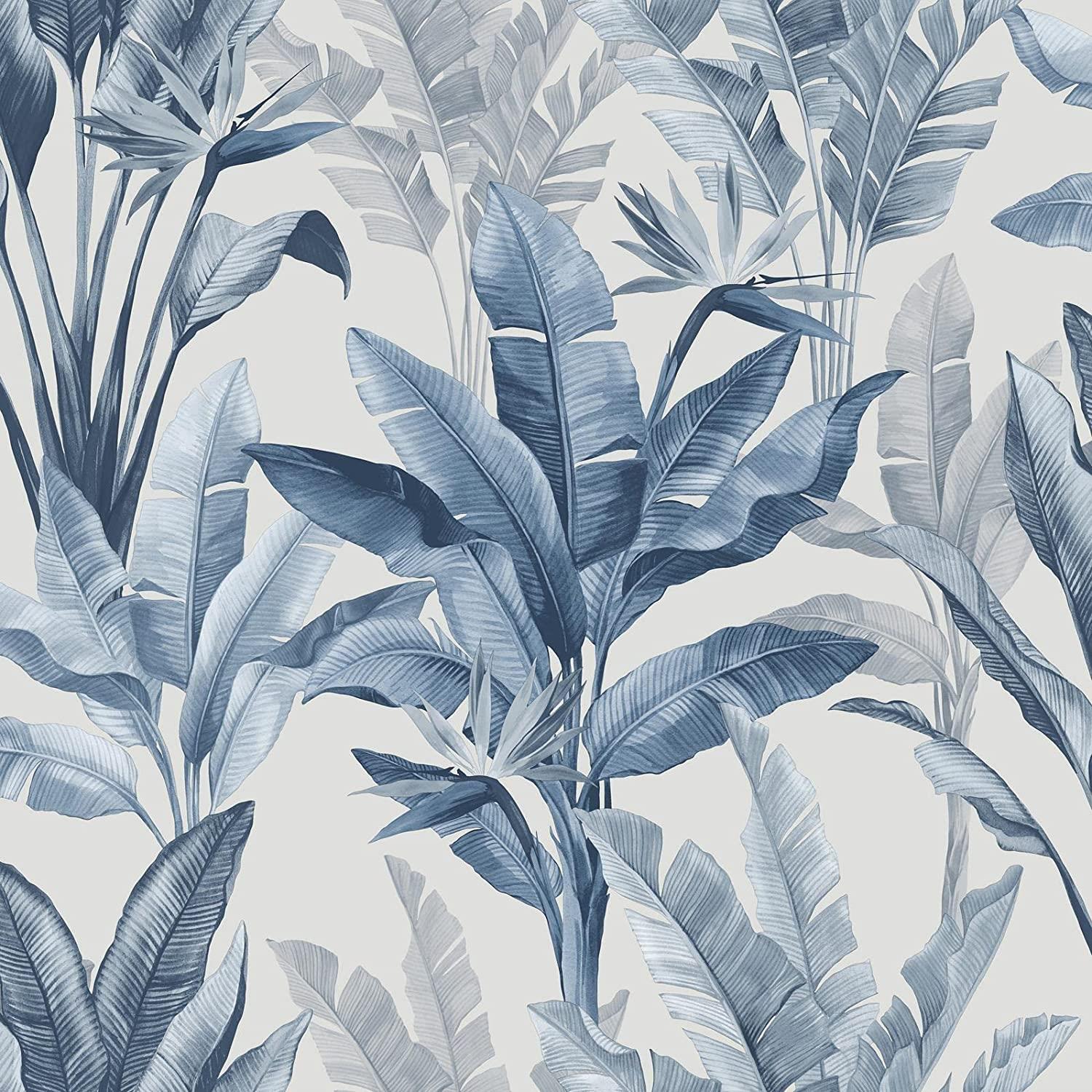 Rasch Akari Madagascar Tropical Leaf Wallpaper Blue 282893