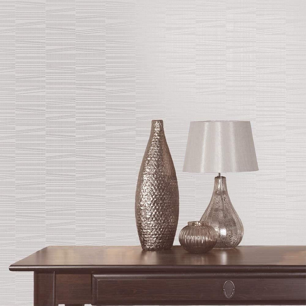 Holden Decor Stitch Stripe Grey Silver Wallpaper 75846 - Texture Metallic Linear