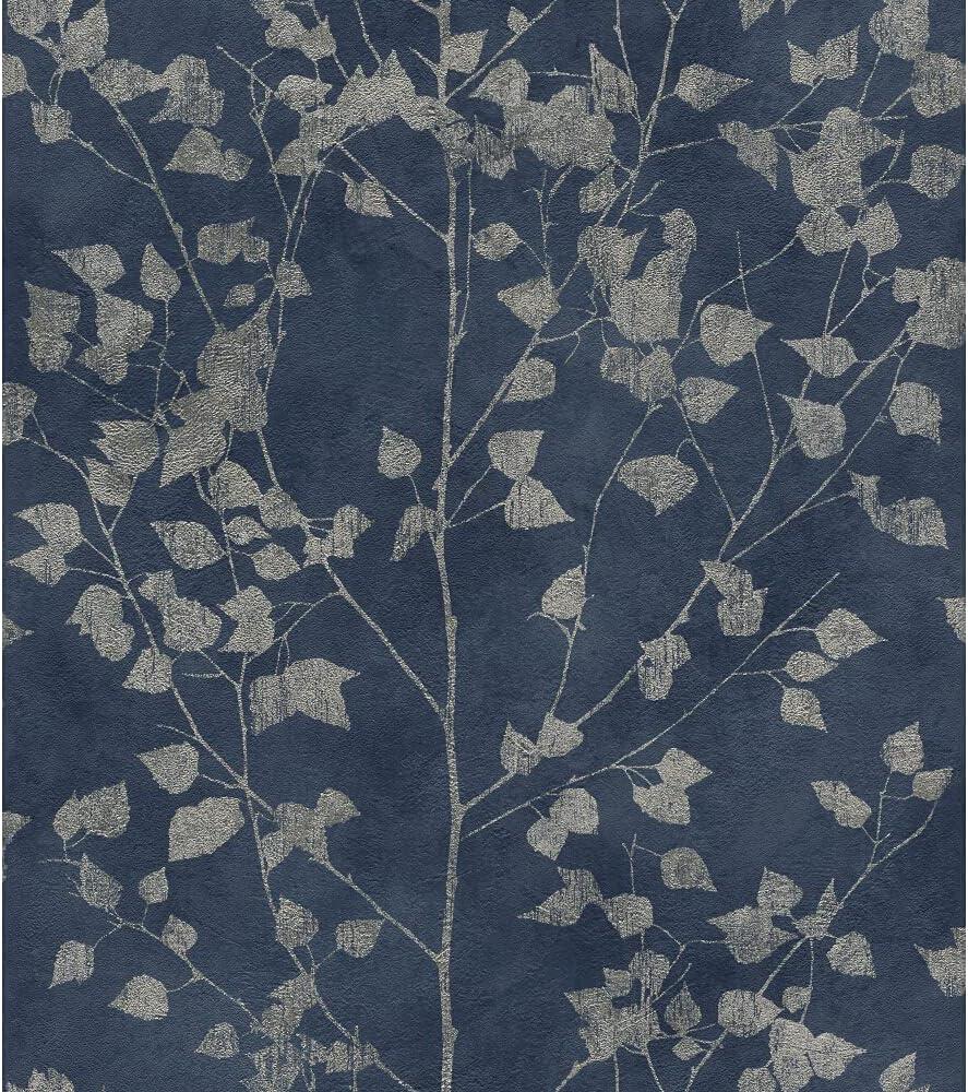 Rasch Tapeten Non Woven Wallpaper (Botanical) Blue Silver 10,05 m x 0,53 m Finca 416657