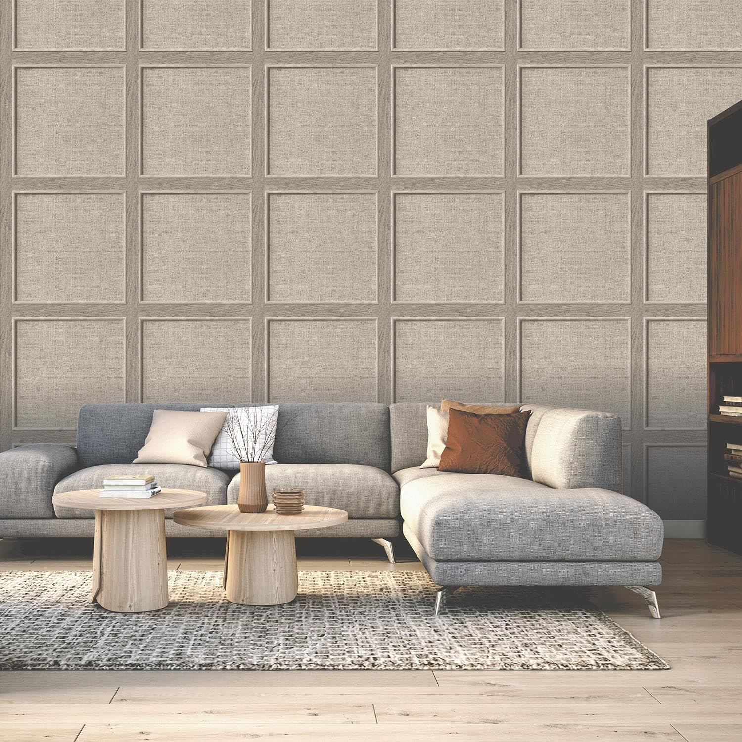 Rasch Bevelled Birch Wood Panelled Weave Grain Wallpaper - Carved Trendy Modern Contemporary Feature Wall