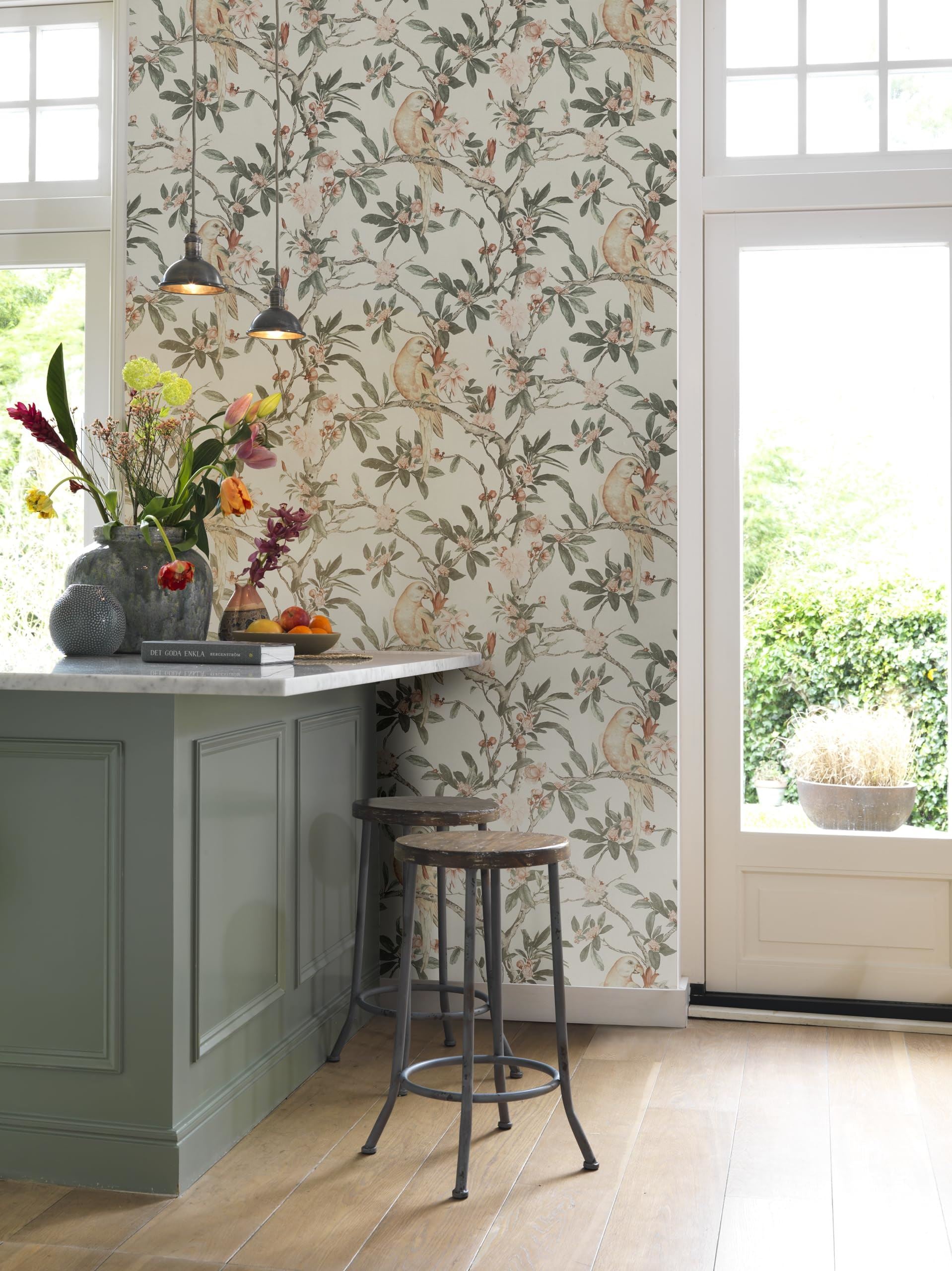 Rasch Wallpaper 543315 Exotic Bird Cream/Blush